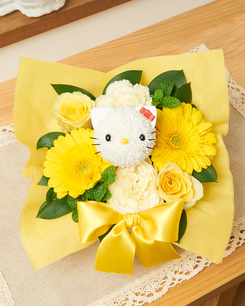 ハローキティ フラワーアレンジ（イエロー）キティちゃんのお花屋さん