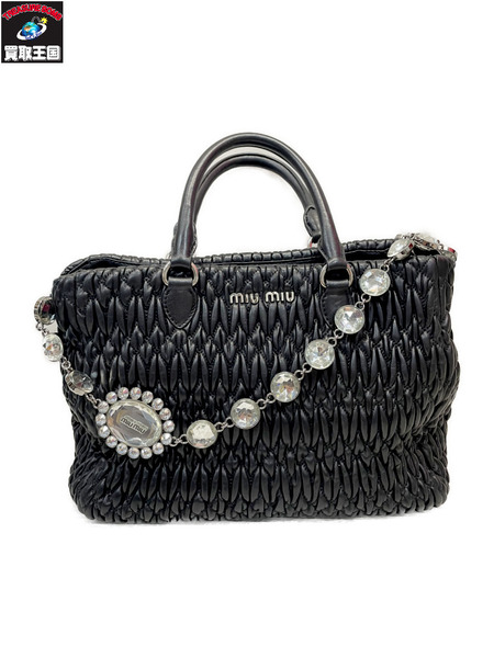 Miu Miu マテラッセ ナッパクリスタル 2WAYバッグ ブラック｜商品番号