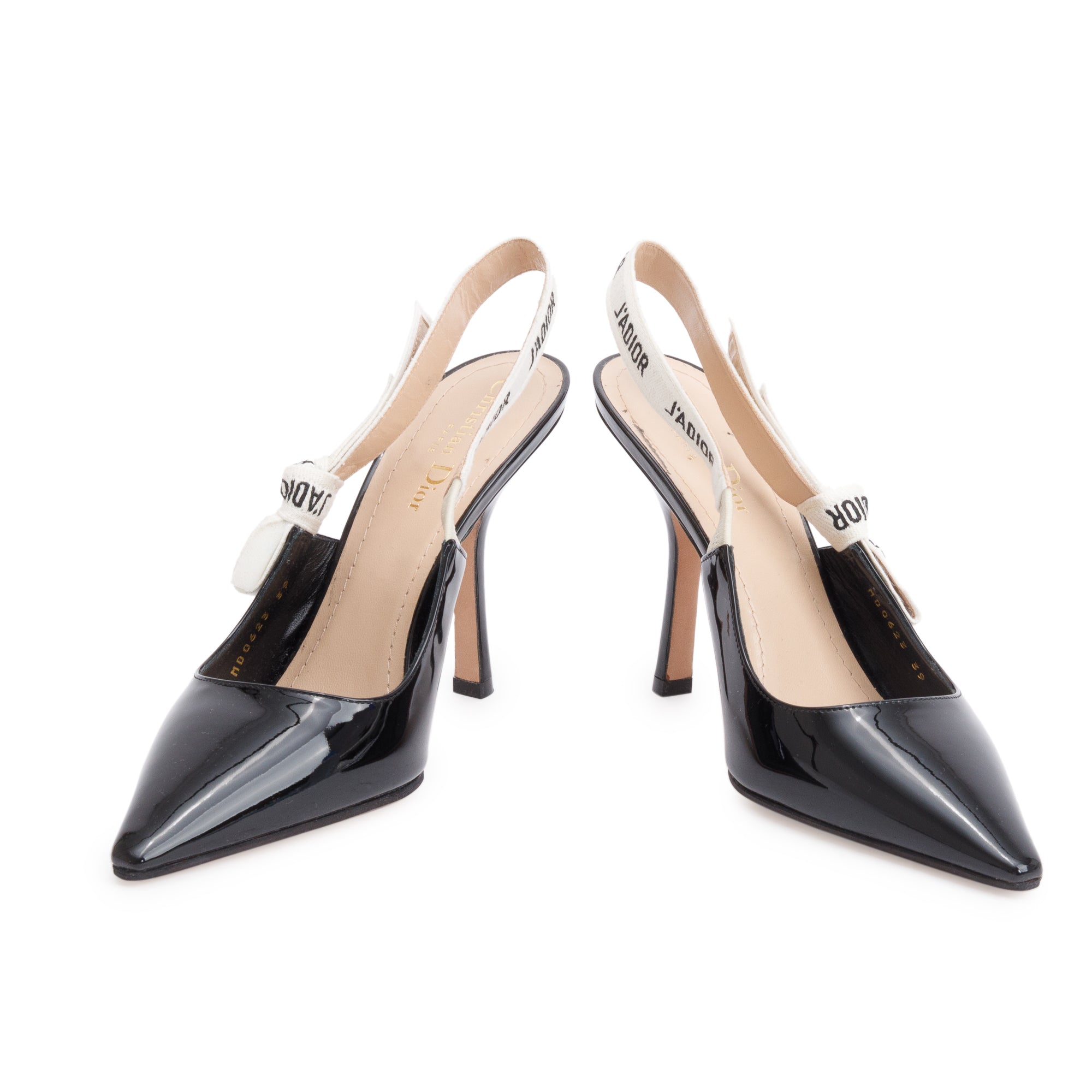 Christian Dior Black Patent Leather J'Adior Slingback Pumps, Size