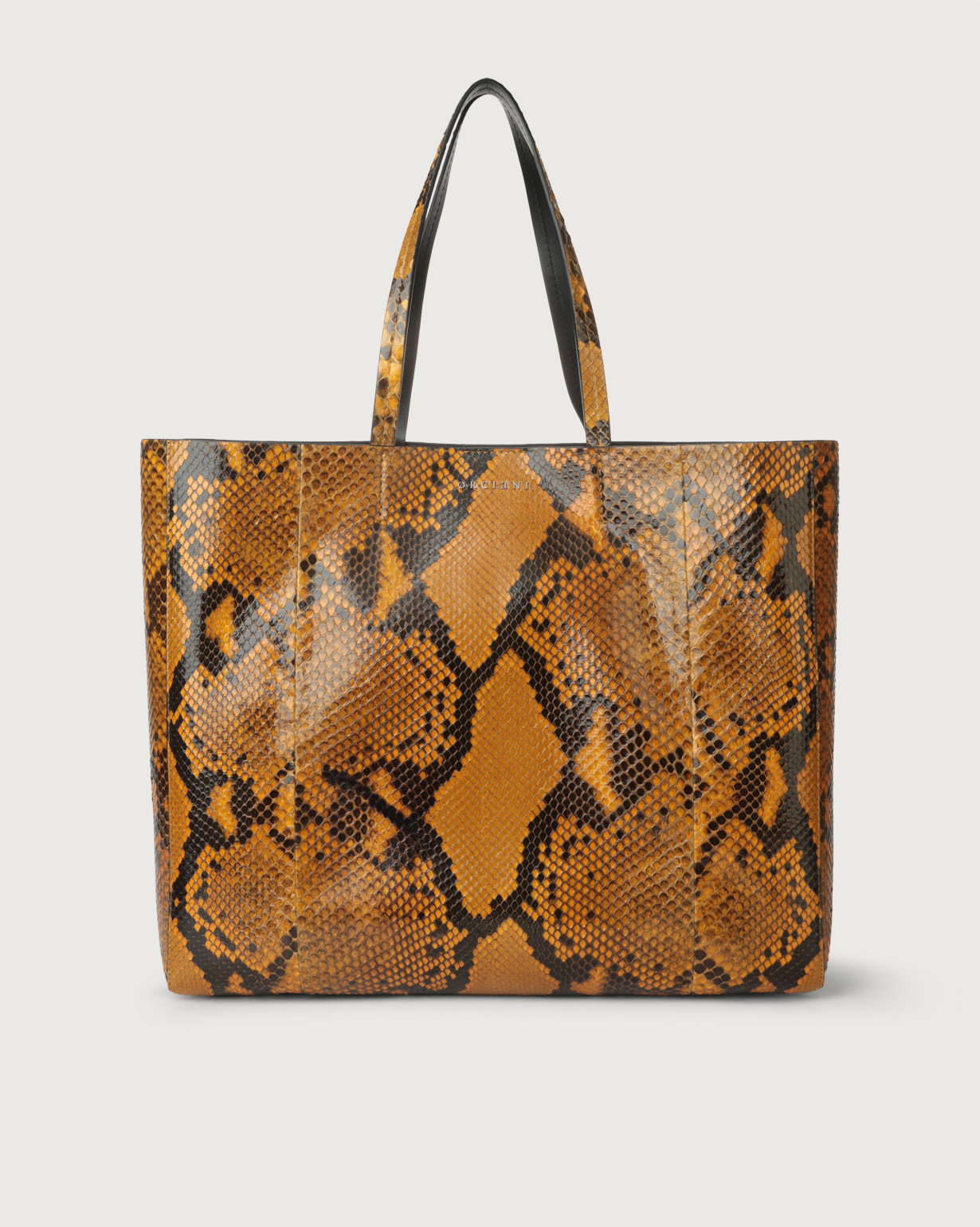 ORCIANI Le Sac Diamond python leather tote bag, color Ocher