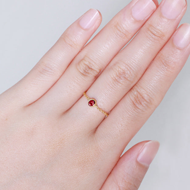 K18/Pt「ルビー ヌード」チェーンリング｜【オレフィーチェ】Orefice