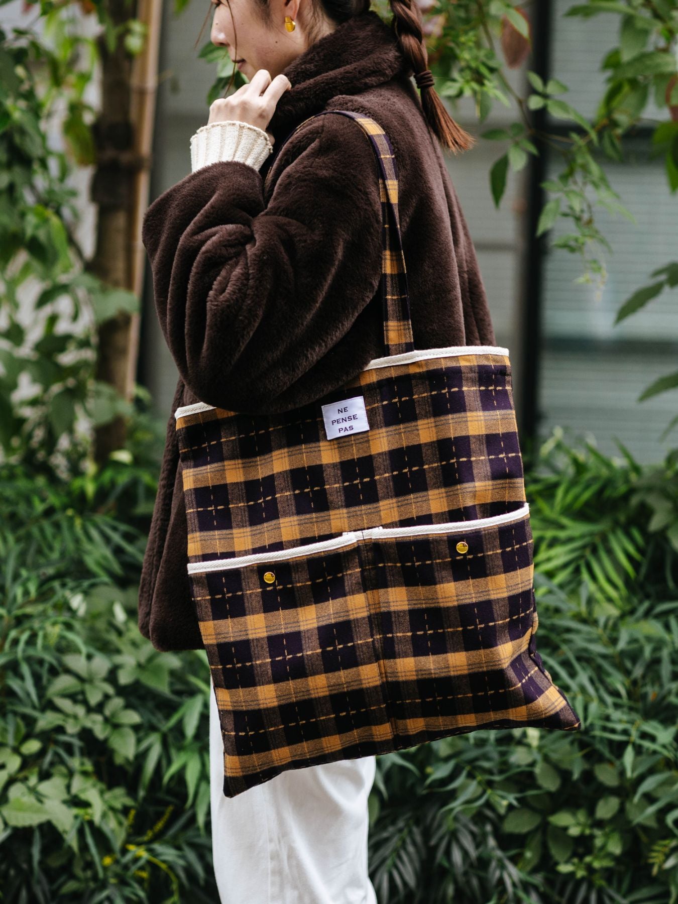 ne pense pas チェックトートバッグ（2ポケット）｜バッグ｜オルネ ド