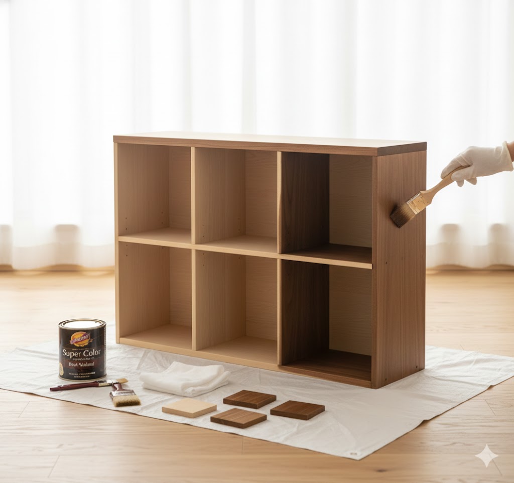 おしゃれ本棚をDIY塗装でアンティーク風に！OSAMARUで選べる壁面収納と