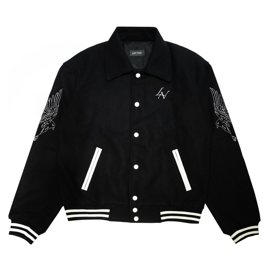 LAST NEST / feather varsity jacket - OTHELLO KUMAMOTO