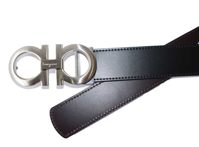 サルヴァトーレ フェラガモ リバーシブル レザーベルト シルバー