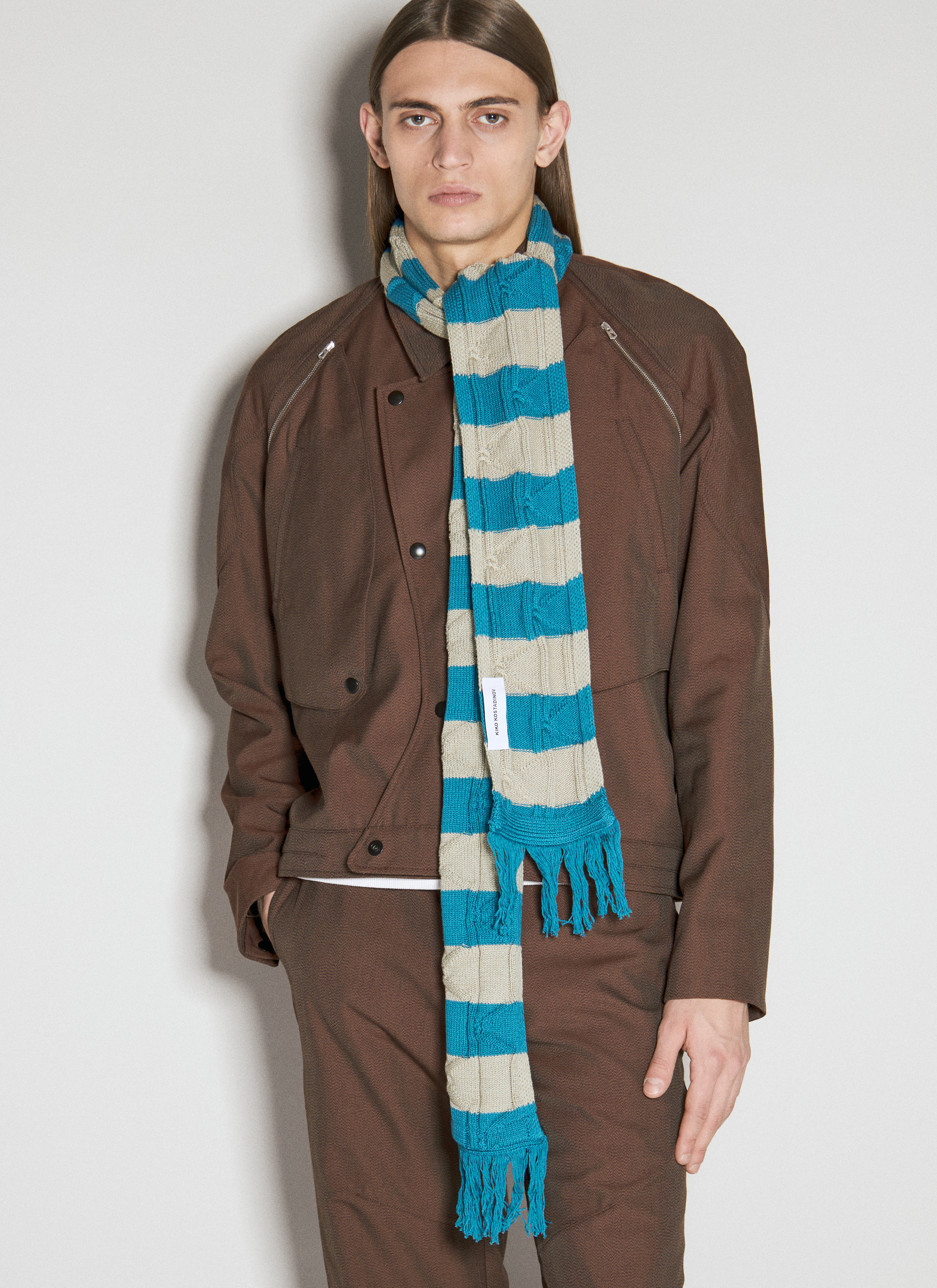 Kiko Kostadinov Men's' Merli Striped Scarf in Blue | LN-CC®