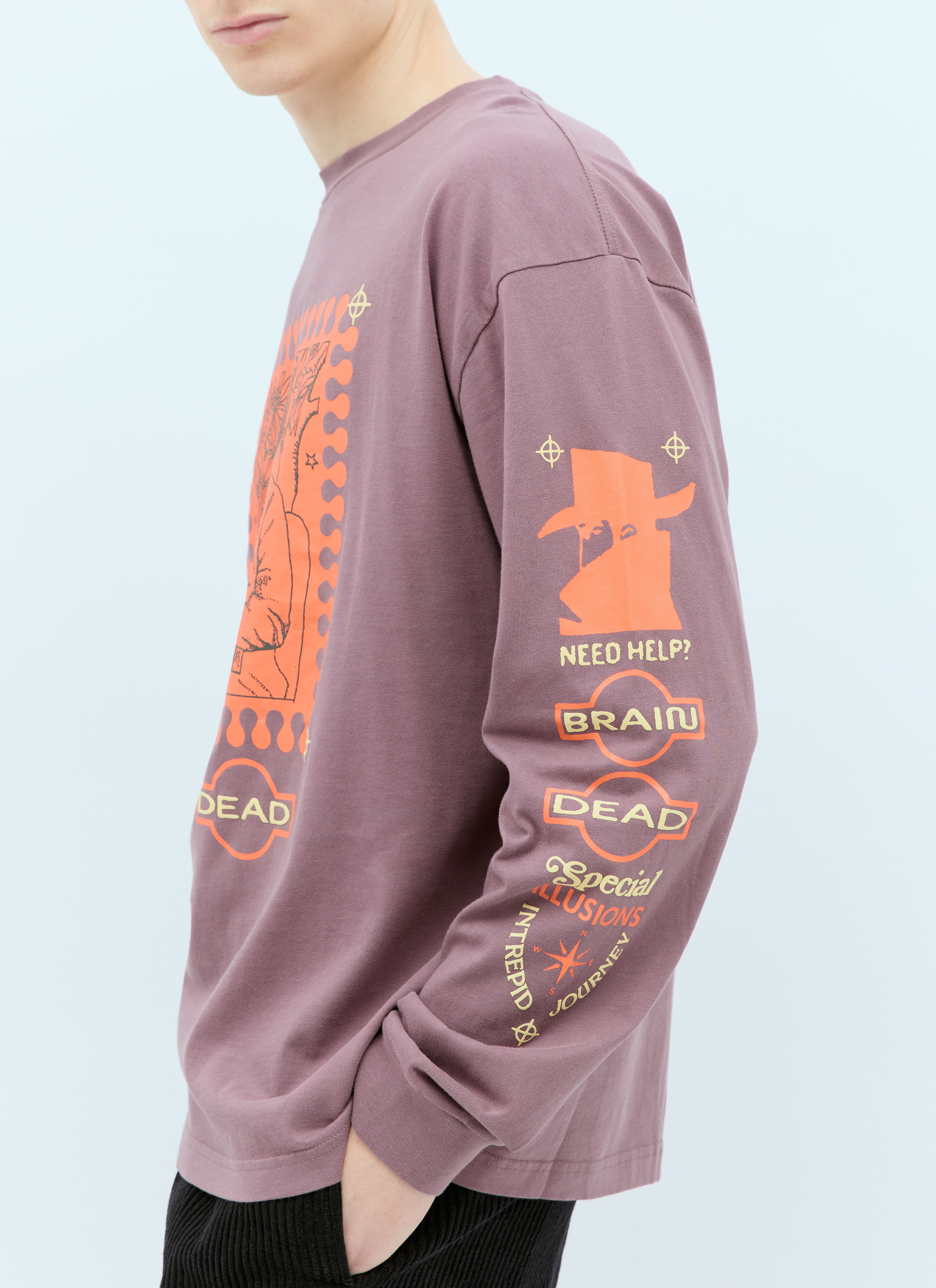 Brain Dead Men's' Special Illusions Long-Sleeve T-Shirt in Purple