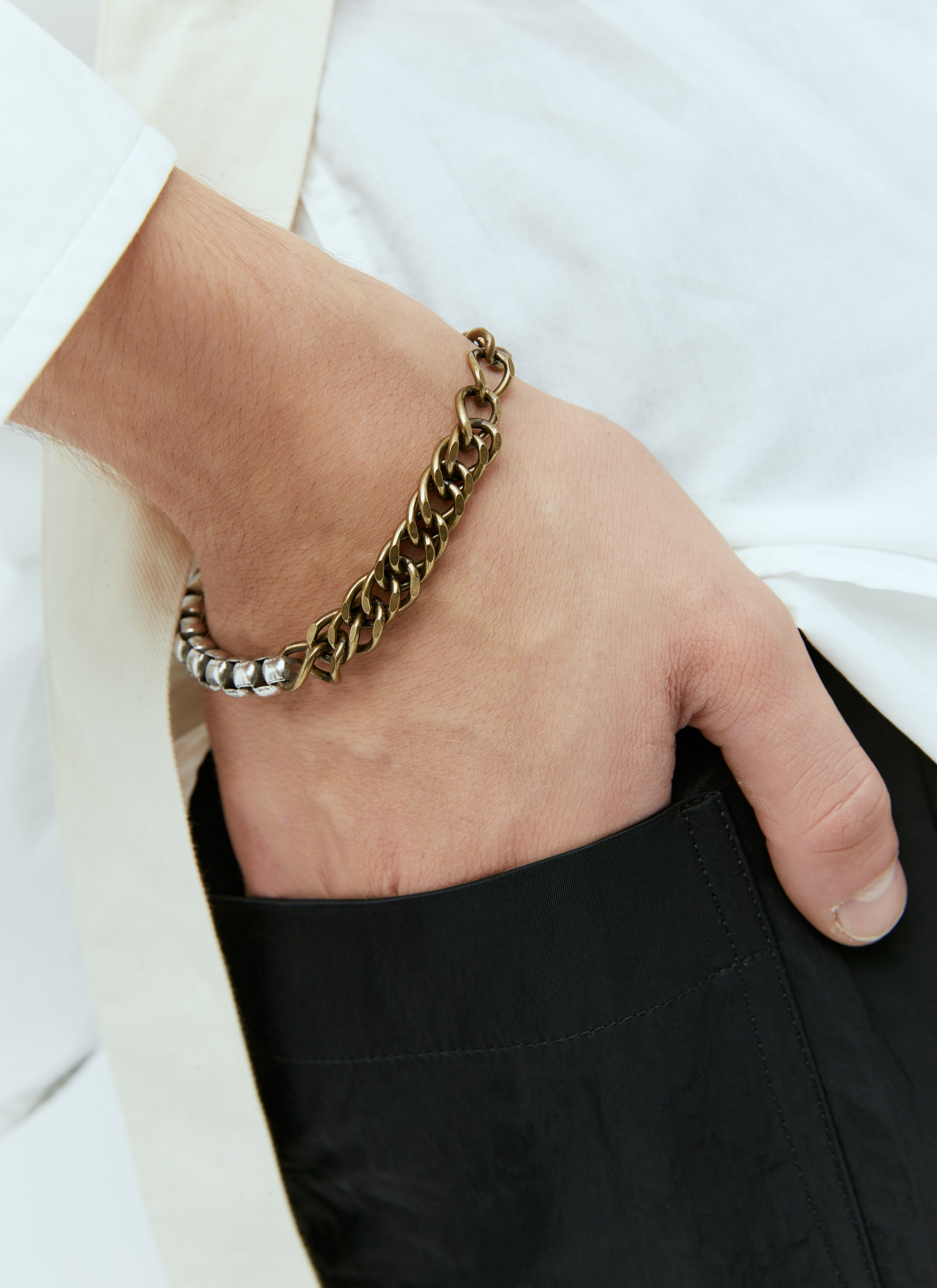 Dries Van Noten Contrast Chain Bracelet en Silver pour homme | LN-CC®