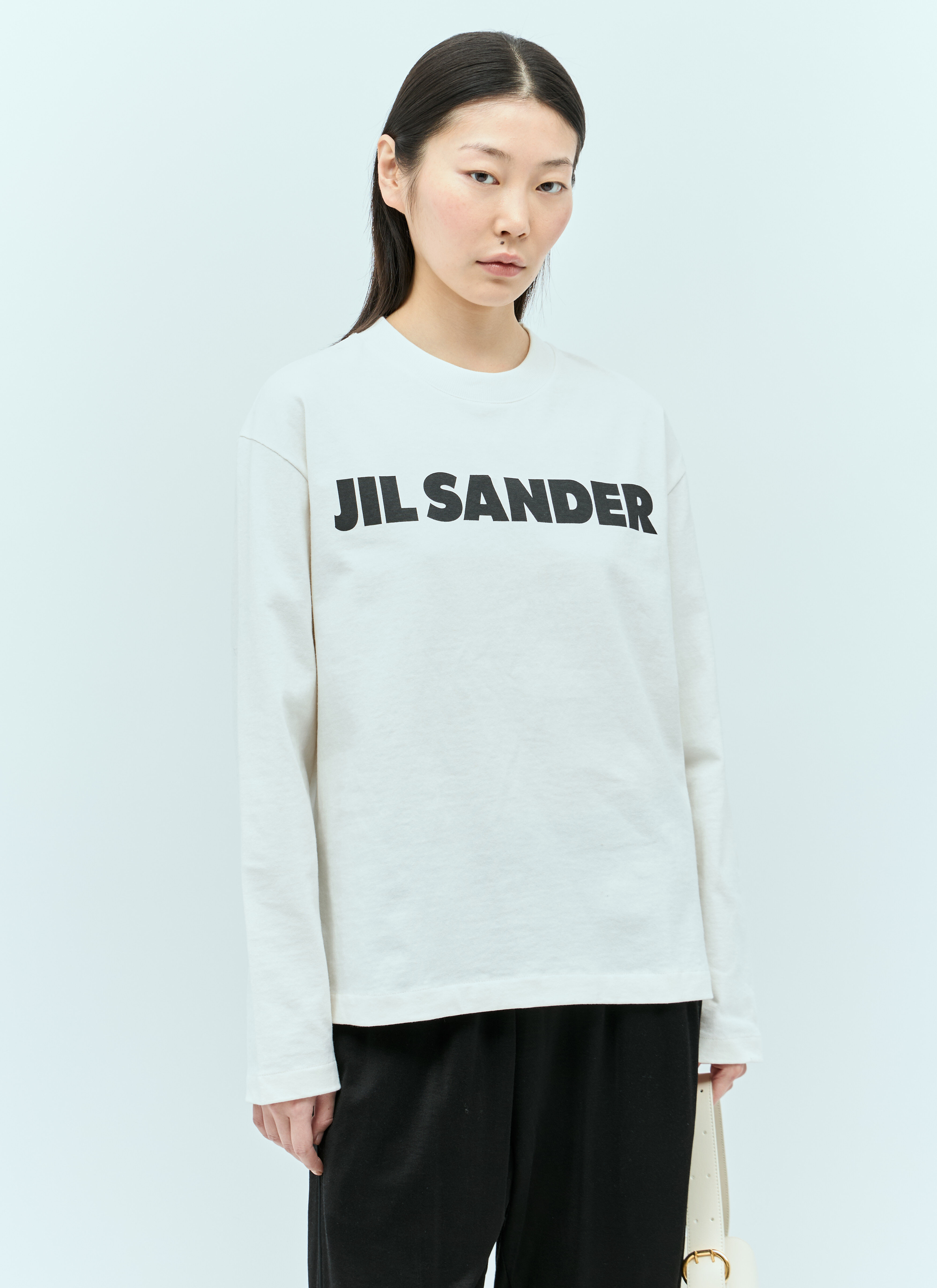 Jil Sander Women's' Logo Print Long-Sleeve T-Shirt in White | LN-CC®