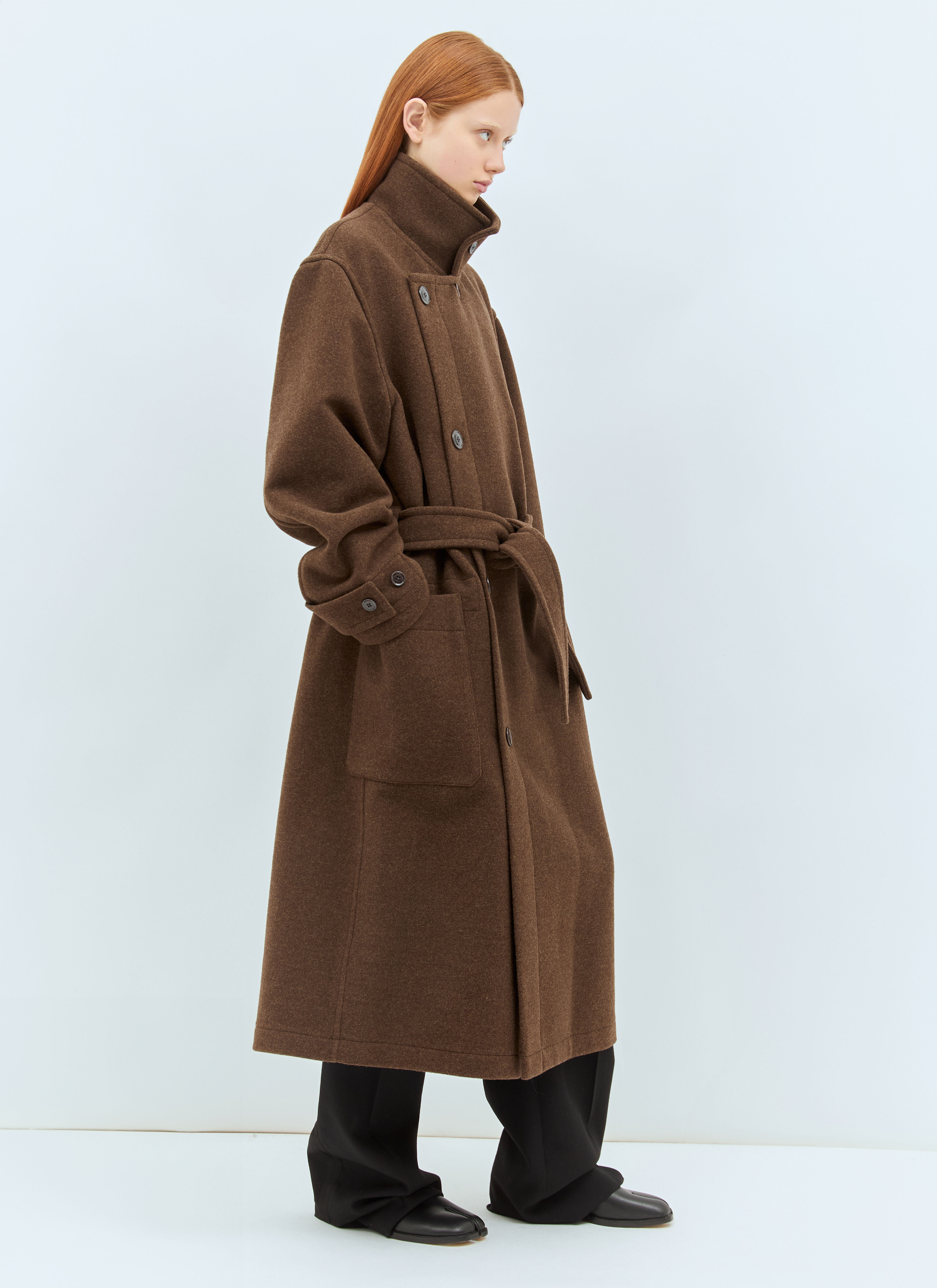 Lemaire Women's' Wrap Wool Coat in Brown | LN-CC®