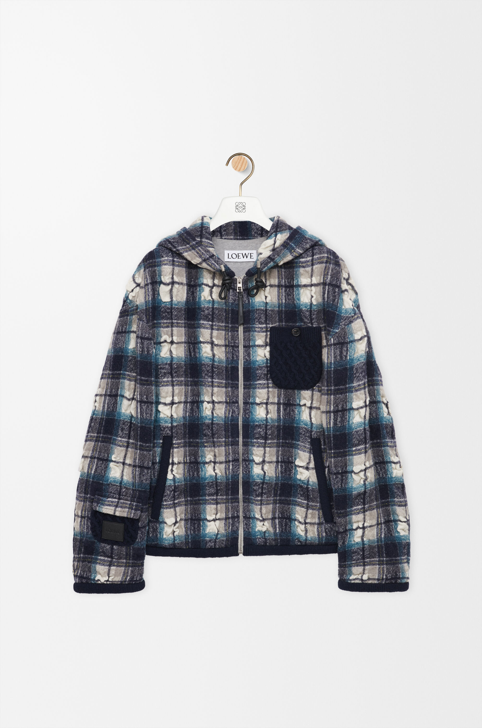 Hooded jacket in wool and linen Blue - LOEWE USA Official Website