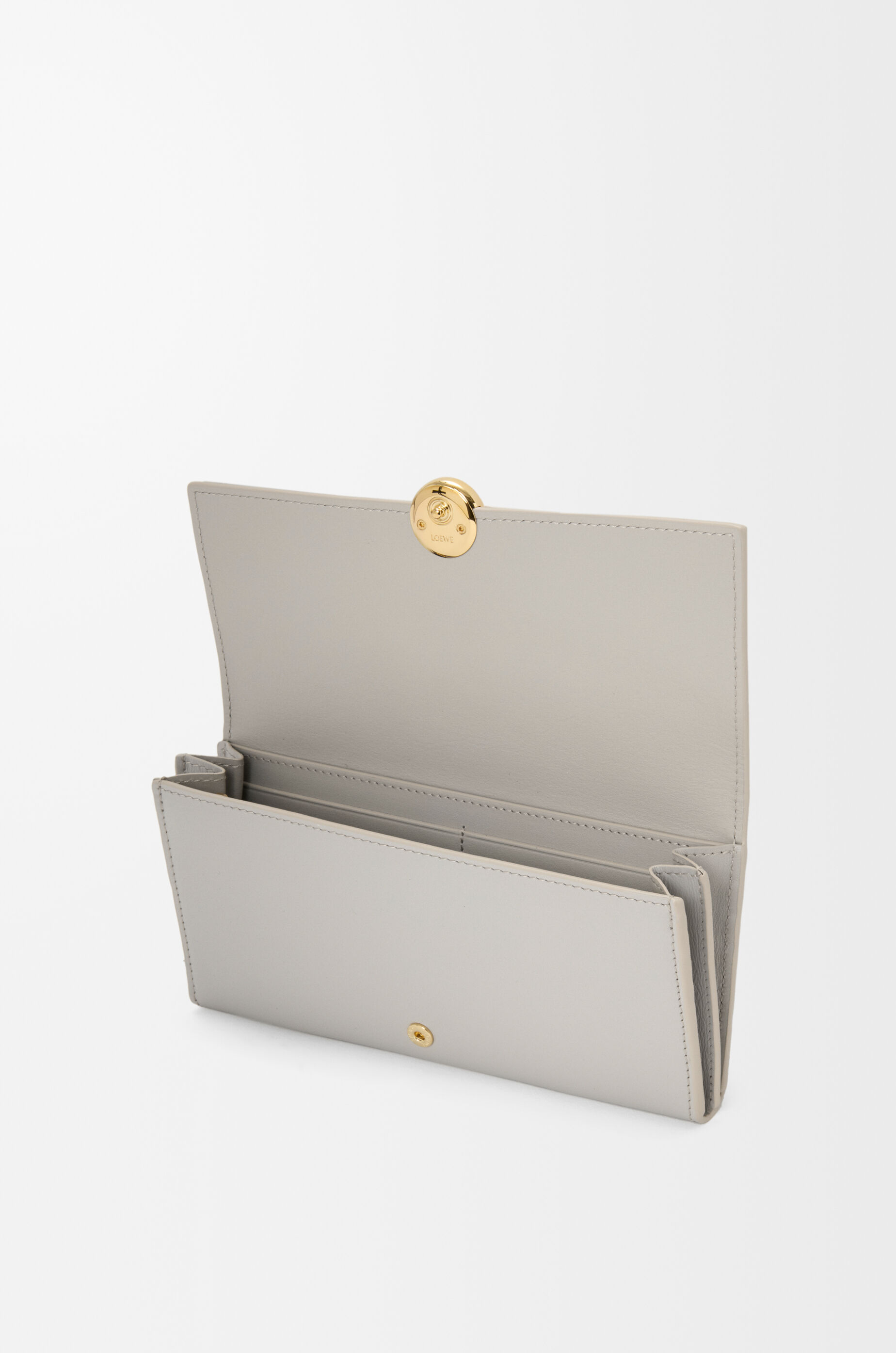 Pebble continental wallet in shiny nappa calfskin Grey - LOEWE USA