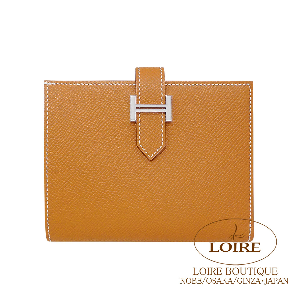 国内正規品　エルメス財布　ベアンクラシック　オレンジ　バーキン　箱付　超入手困難 エルメス ベアン クラシック コニャック/パラジウム金具 ヴォー