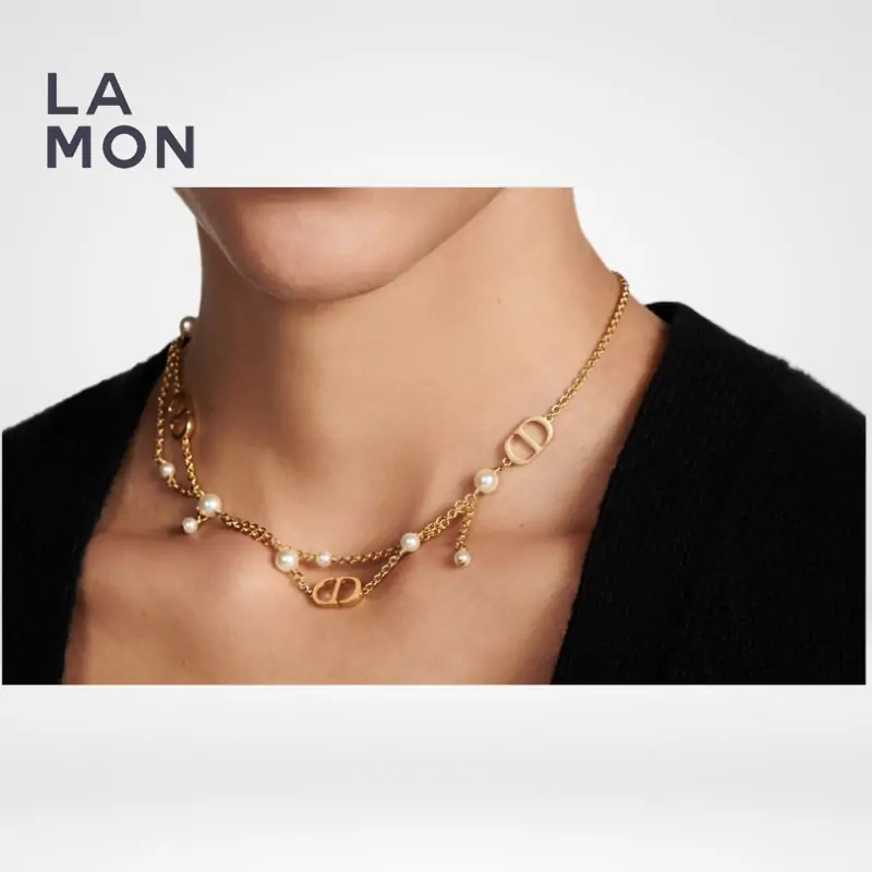 ディオール ネックレス DIOR Petit CD Necklace メタル レジン パール