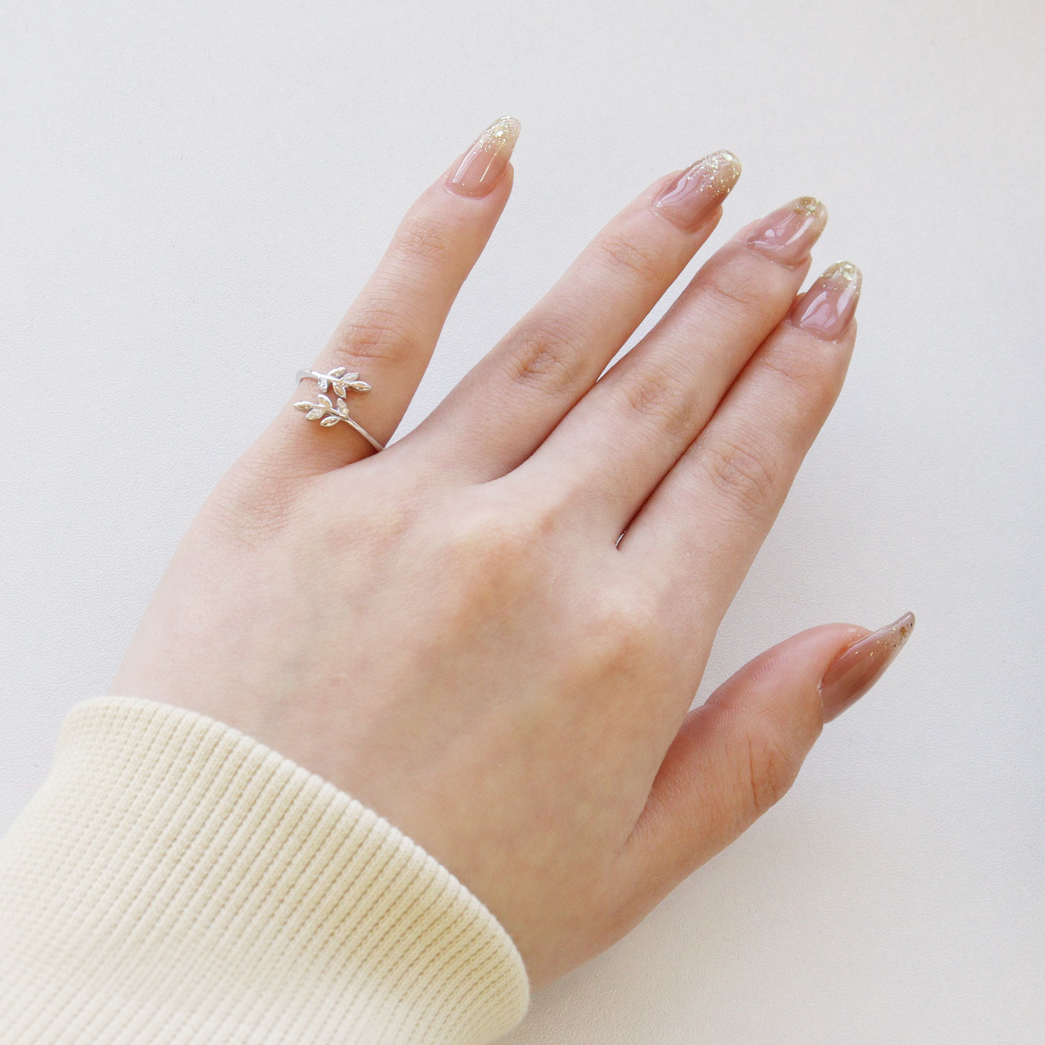 ピンキーリング レディース シルバー925 シルバー リーフデザイン