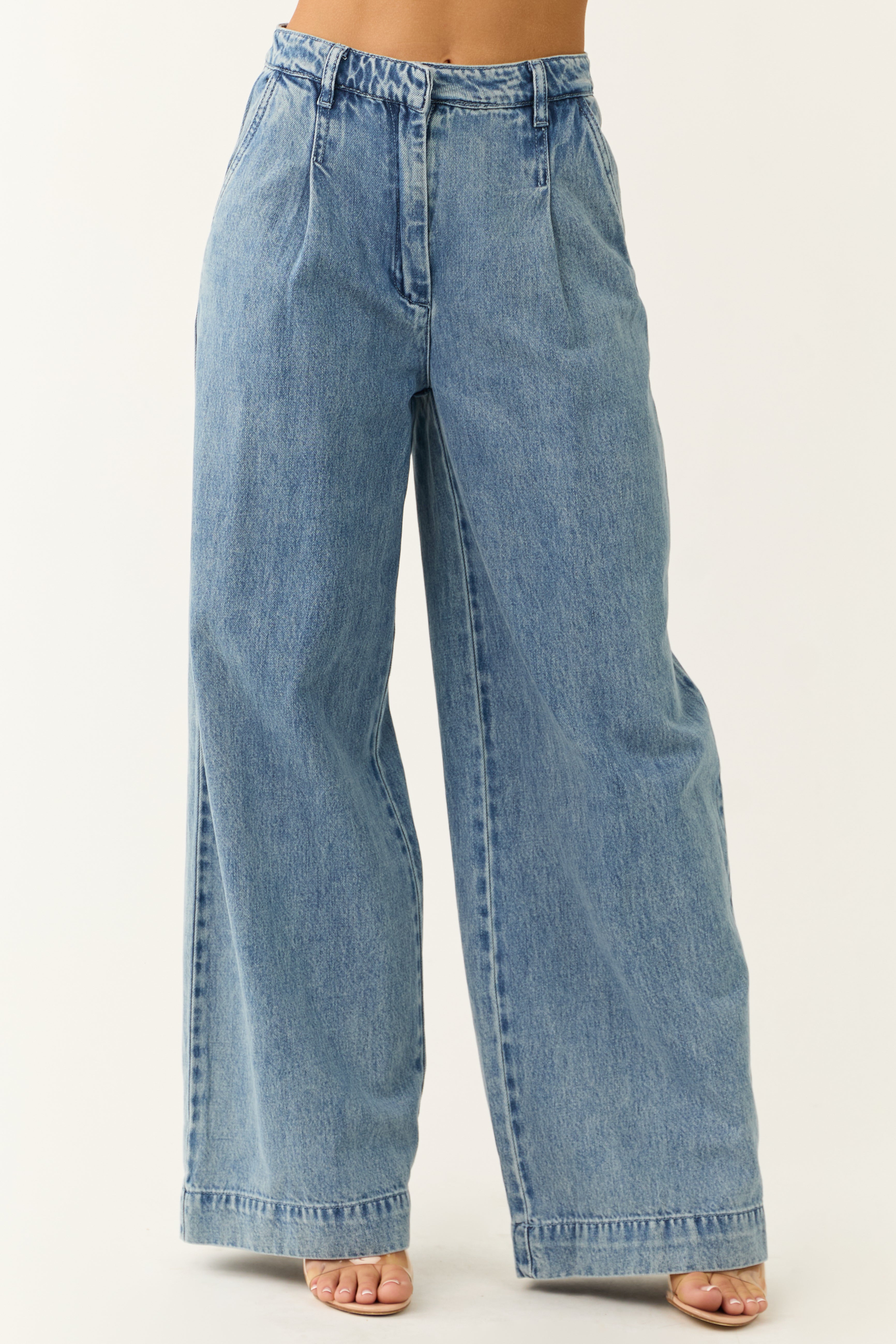 Signature8 Medium Wash Wide Leg High Rise Jeans | Lime Lush Boutique