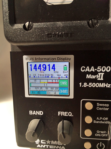 CAA-500 MarkII コメット 1.8～500MHz アンテナアナライザ CAA500Mark2