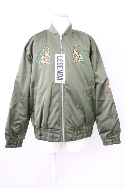 LEGENDA / 伝説東京 刺繍スカジャン S カーキ T-25-01-30-009-LE-ou-YM