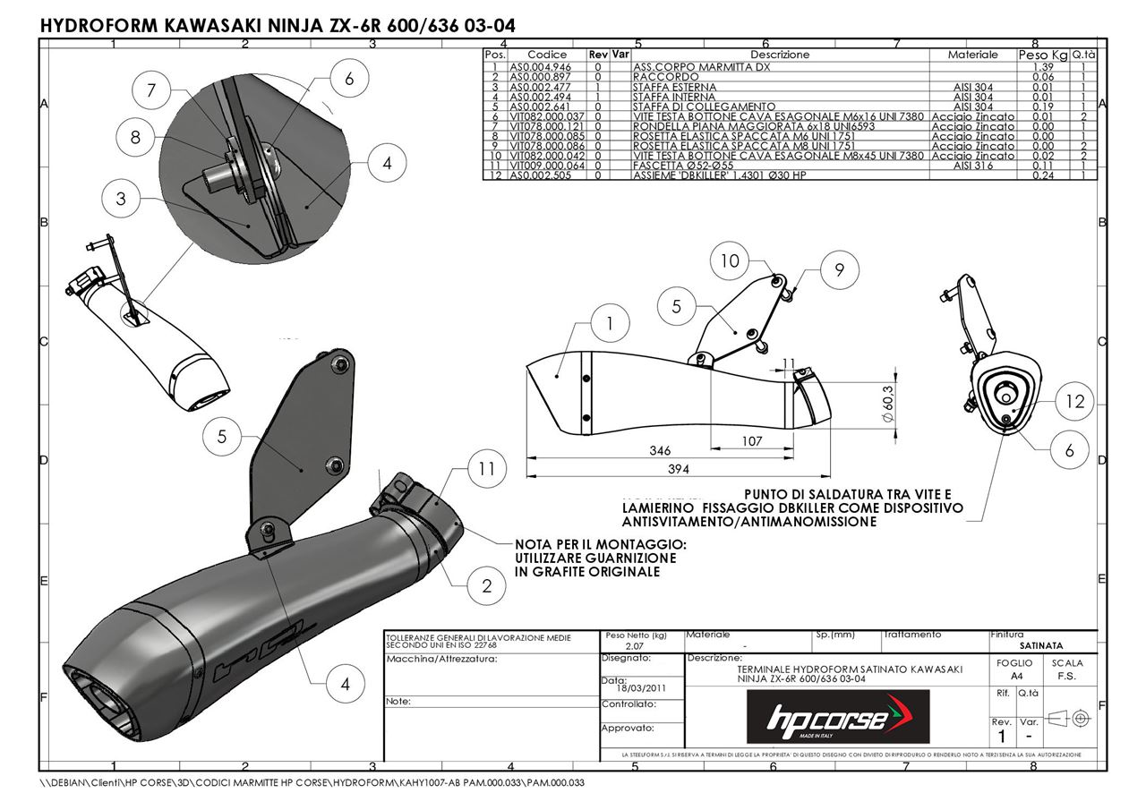 Exhaust Hp Corse Kawasaki Zx-6r 636 02/04