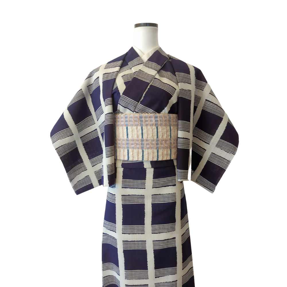 新江戸染・丸久商店さんの浴衣「大格子」 | 普段着きものもたはん