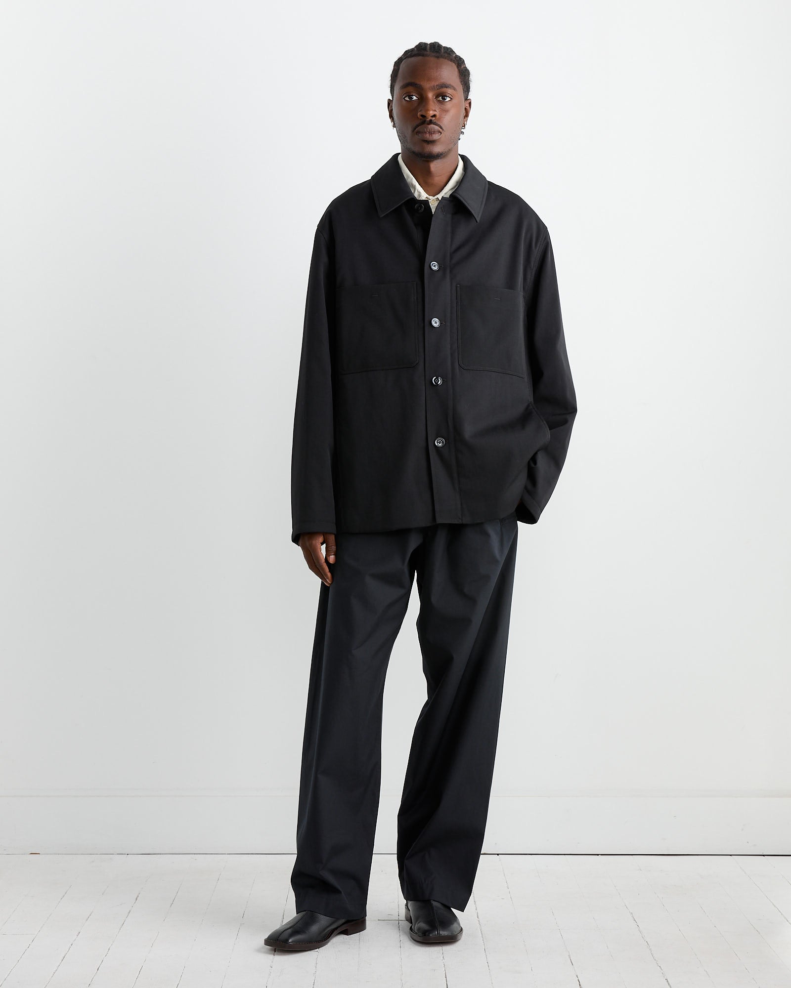 Wadded Facing Blouson in Black