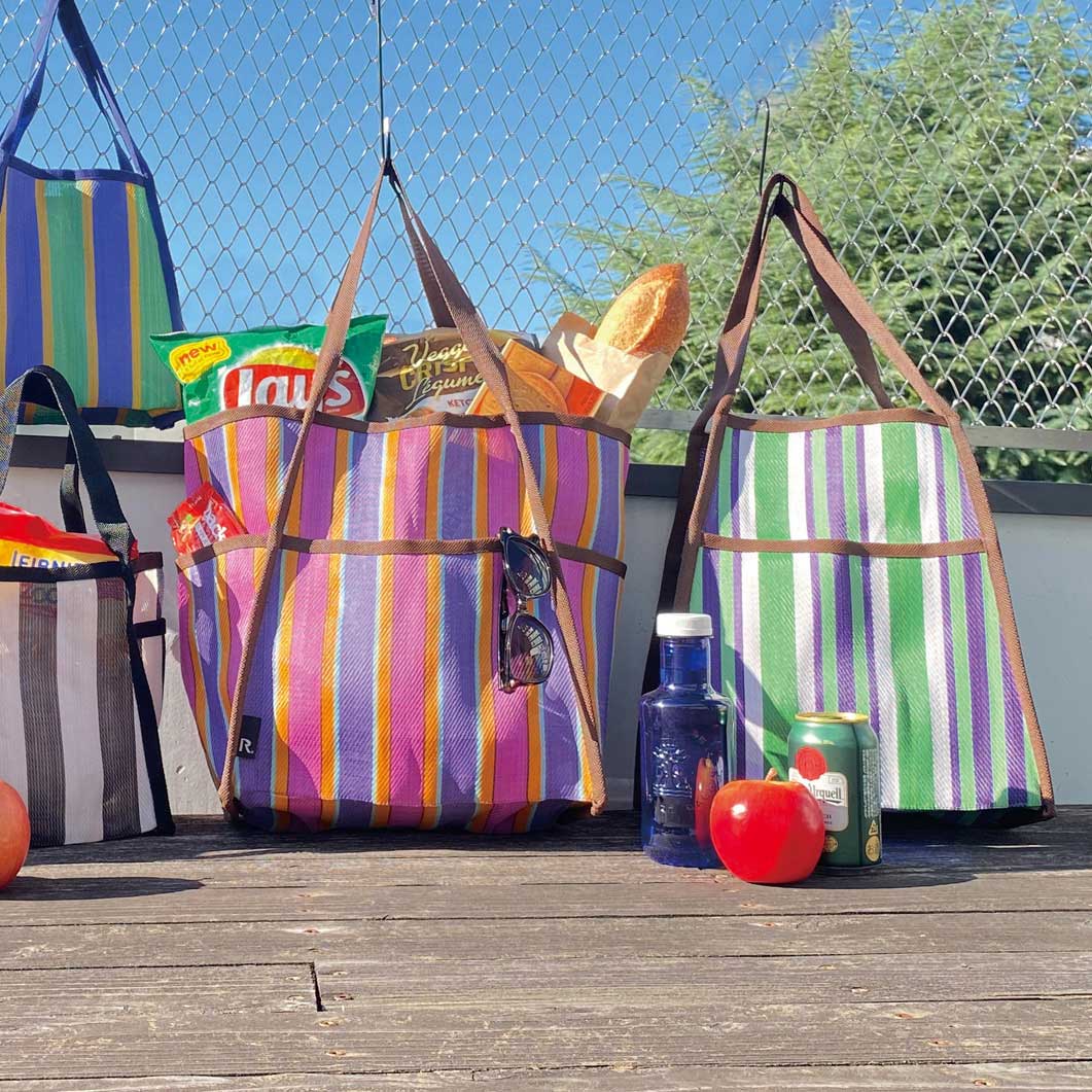 マルシェバッグ ミディアム パープル／グリーン(パープル／グリーン