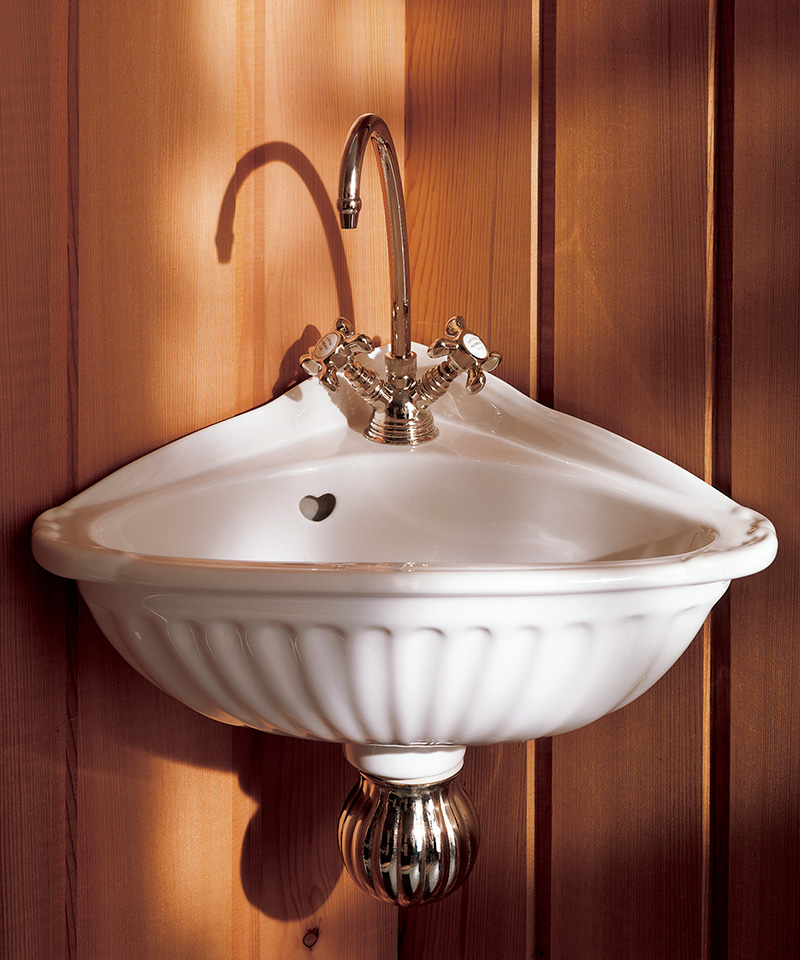 フランス製 洗面ボウル（コーナー壁掛け型） 0106.20｜陶器製洗面器
