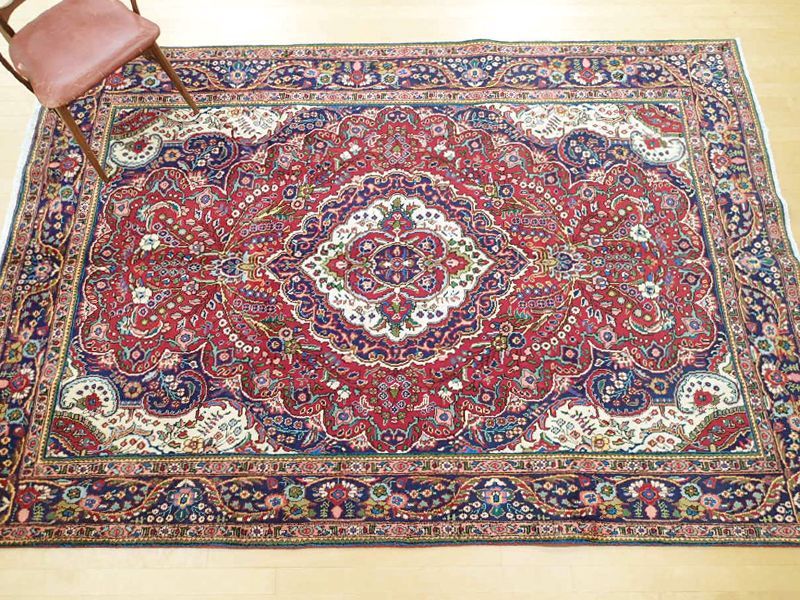 オールド ペルシャ 絨毯 タブリーズ 3m リビング ダイニング 大判