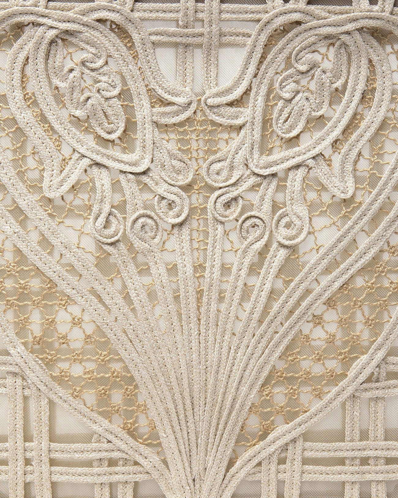 Cording Embroidery Pouch With Leather Strap - beige - Mame Kurogouchi