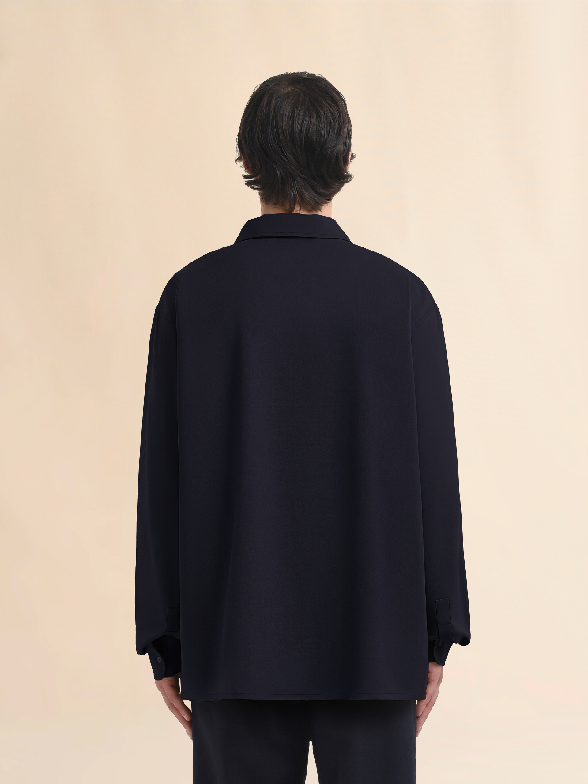 Deep blue tropical wool shirt with Marni Mending | Marni