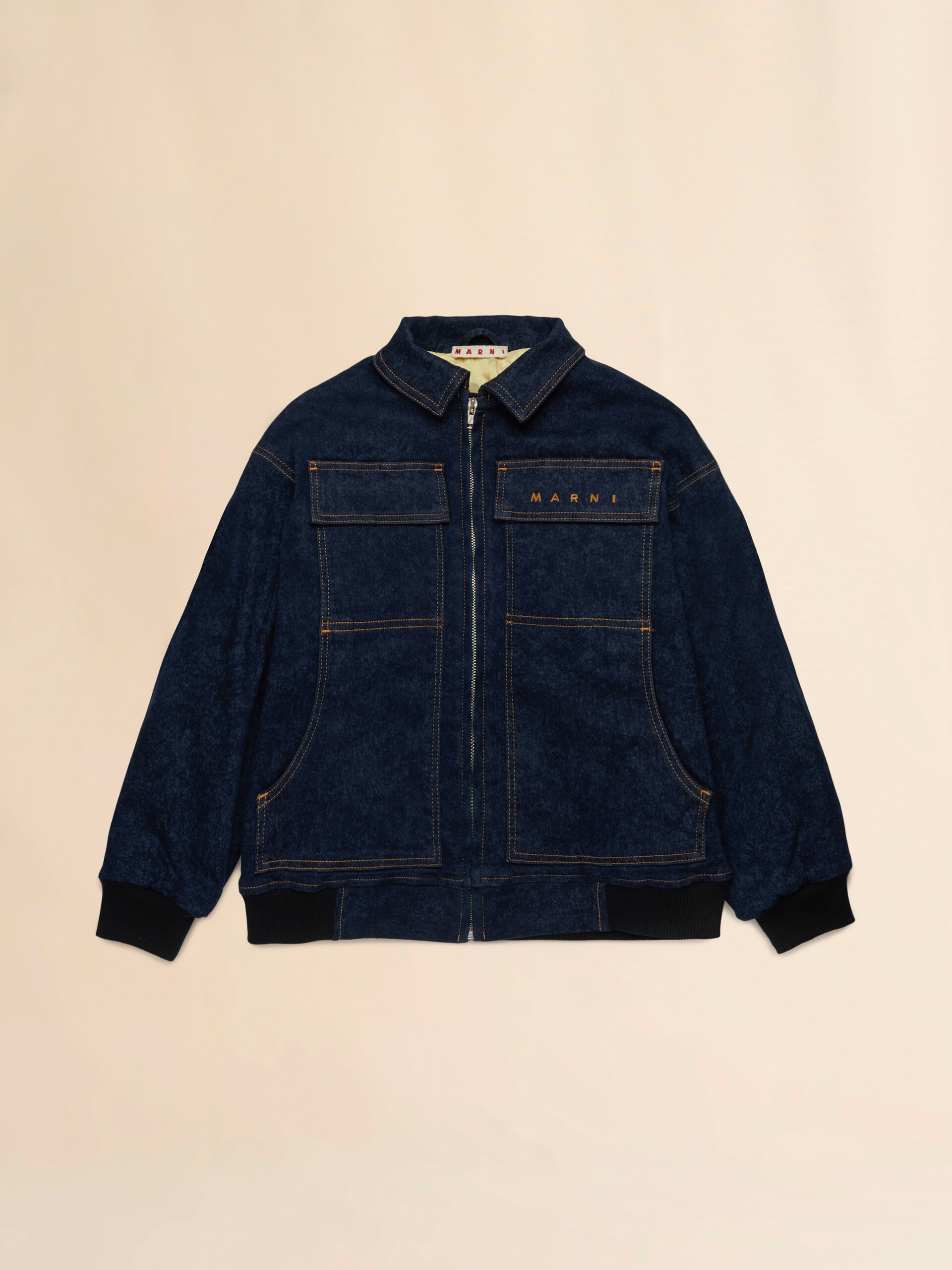 Marniロゴ刺繍入りブルーのデニムジャケット | Marni