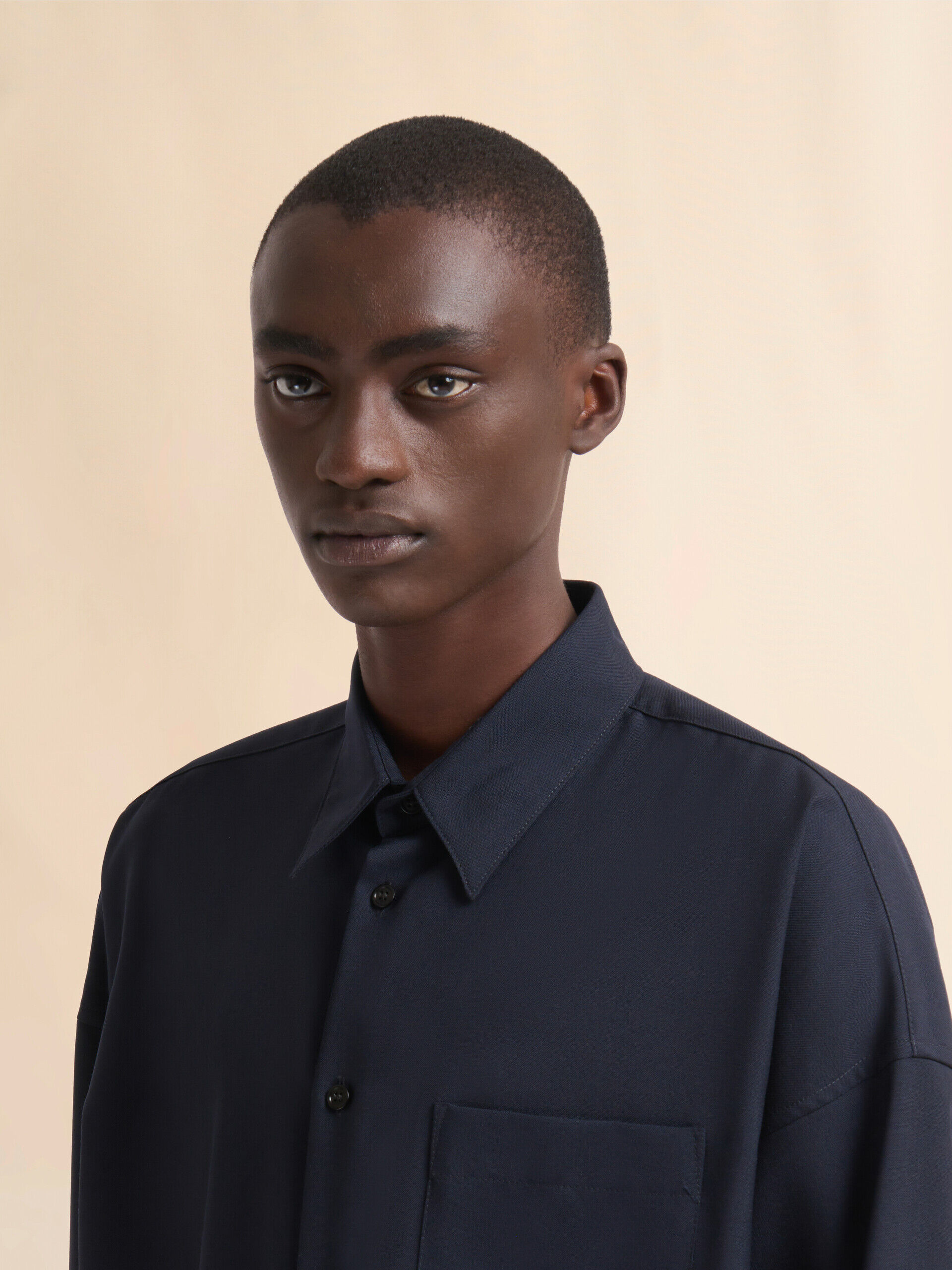 Deep blue tropical wool long-sleeved shirt | Marni