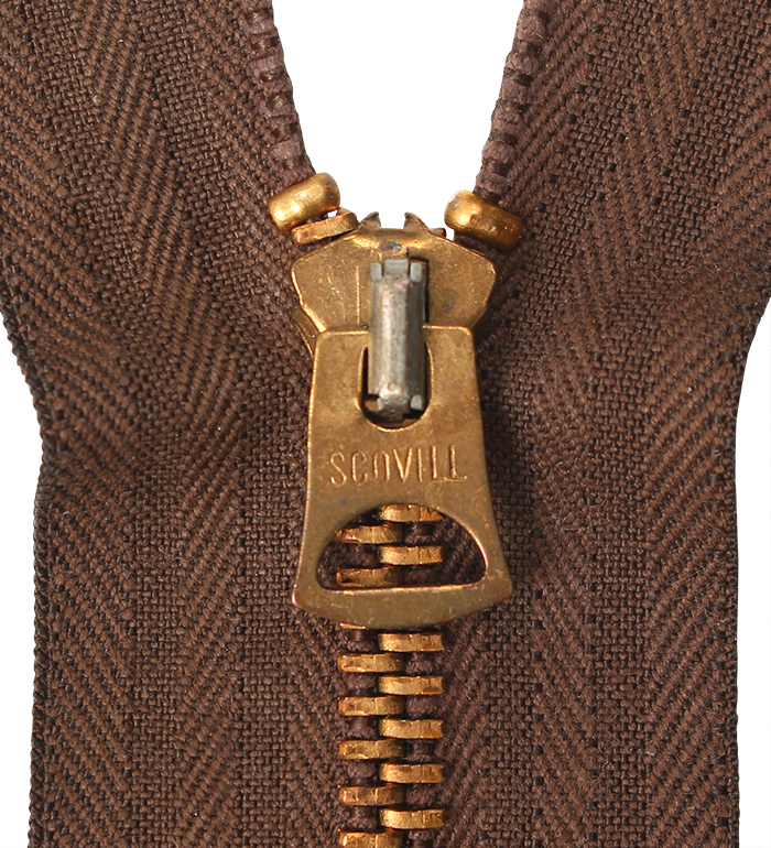 SCOVILL, 60s, #5, Brass, Separating Zipper, Interlocking, Brown