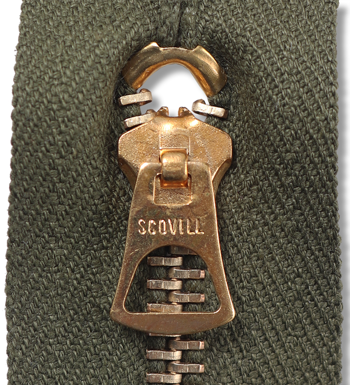 Scovill M72, #5, クローズドエンド ブラスジッパー(M65 3rd襟用)/復刻