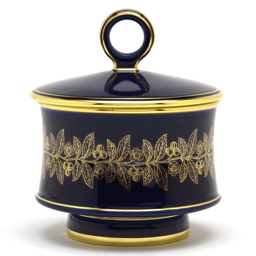 セーブル(Sevres) 蓋付きボックス ゴーブネ(29) セーブルブルー24K金彩