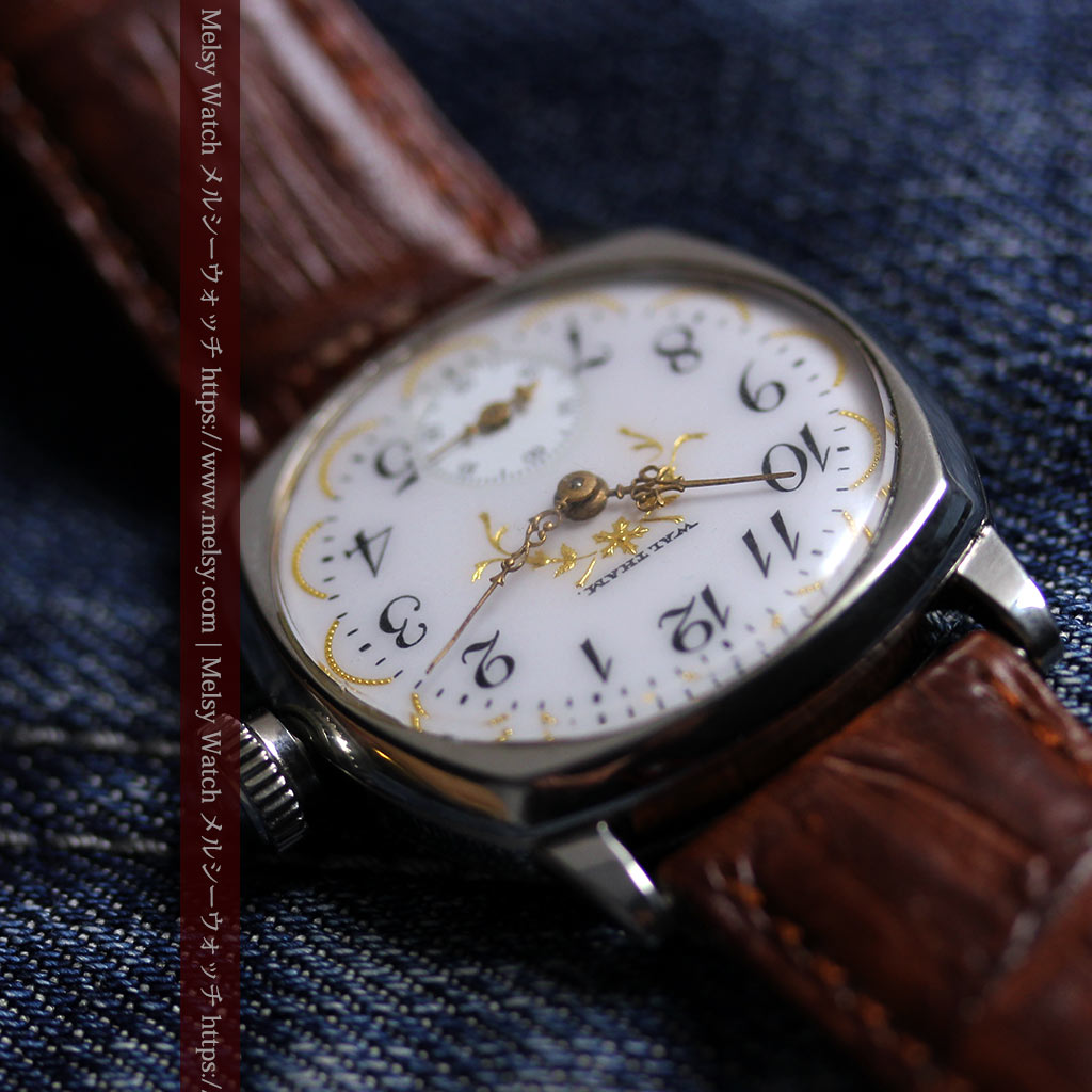 ウォルサムのアンティーク腕時計 美しく輝く針と文字盤の金模様 【1900