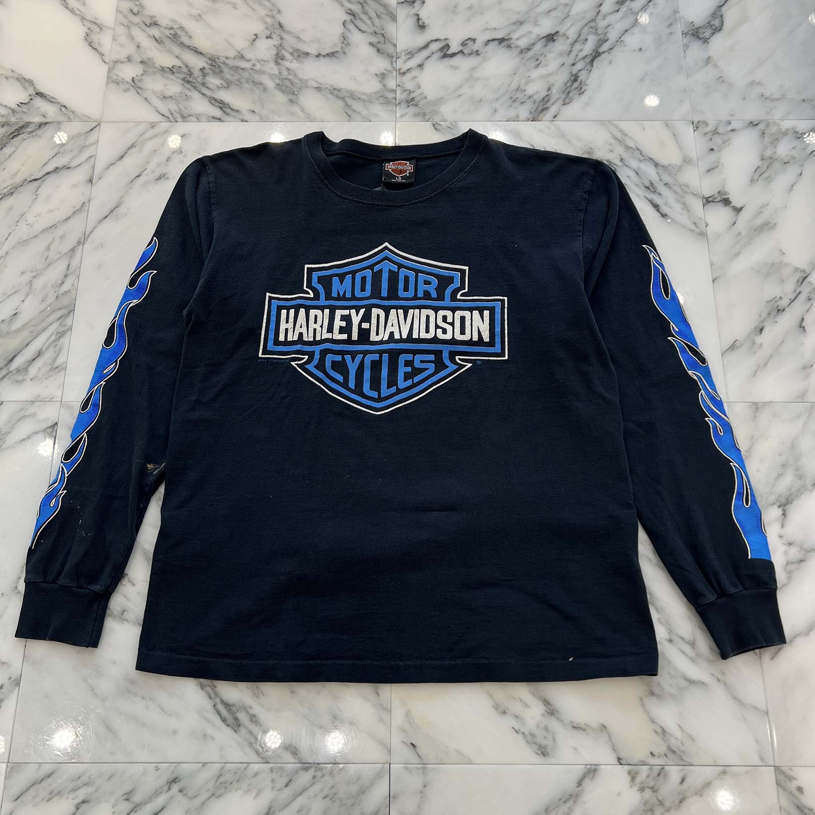 Vintage 90's Harley-Davidson Blue Flame Long Sleeve Tee Size L