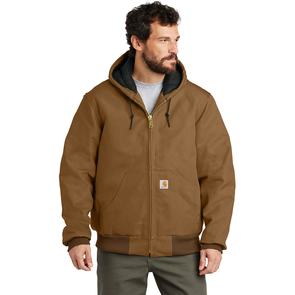 Carhartt Men's Carhartt Brown Tall Quilted-Flannel-Lined Duck Active J