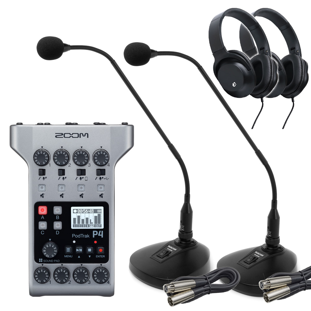 ZOOM 配信用オーディオインターフェイス POD TRAK P4(グースネック