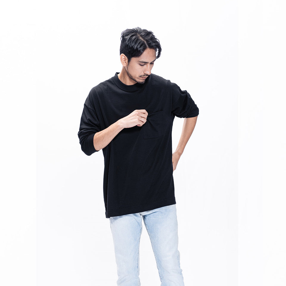 メリノウールロングスリーブTシャツ ビッグシルエット / Super140's