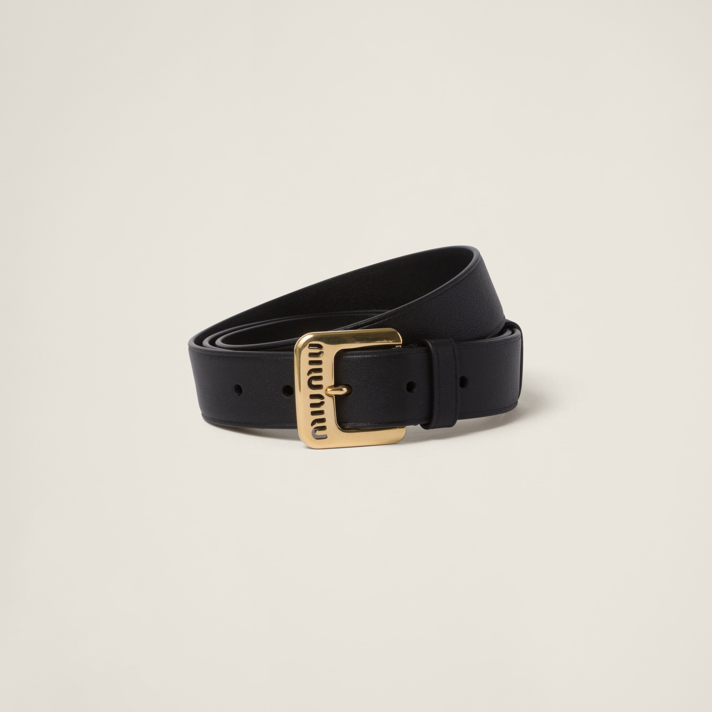 Black Nappa Leather Belt | Miu Miu
