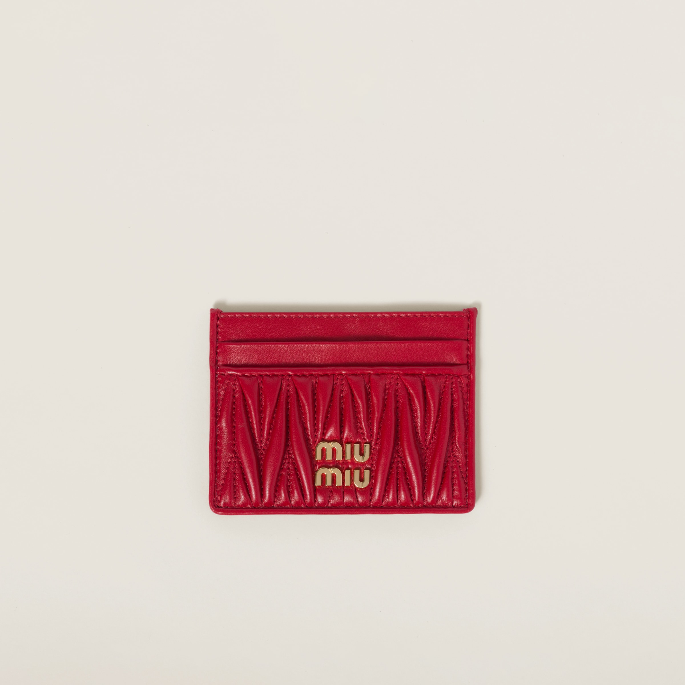 Black Matelassé Nappa Leather Card Holder | Miu Miu