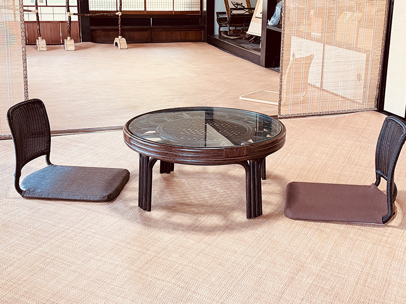 丸テーブルコタツ（薄型ヒーター付き）｜TA-025｜ラタンテーブル・籐座