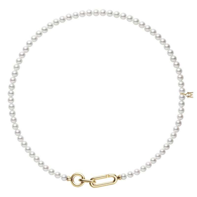 M Code Akoya Cultured Pearl Necklace with 18K Yellow Gold Clasp