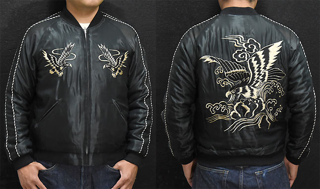 東洋スカジャン「BLACK EAGLE×LANDSCAPE」サテンキルトスカ・NO-257