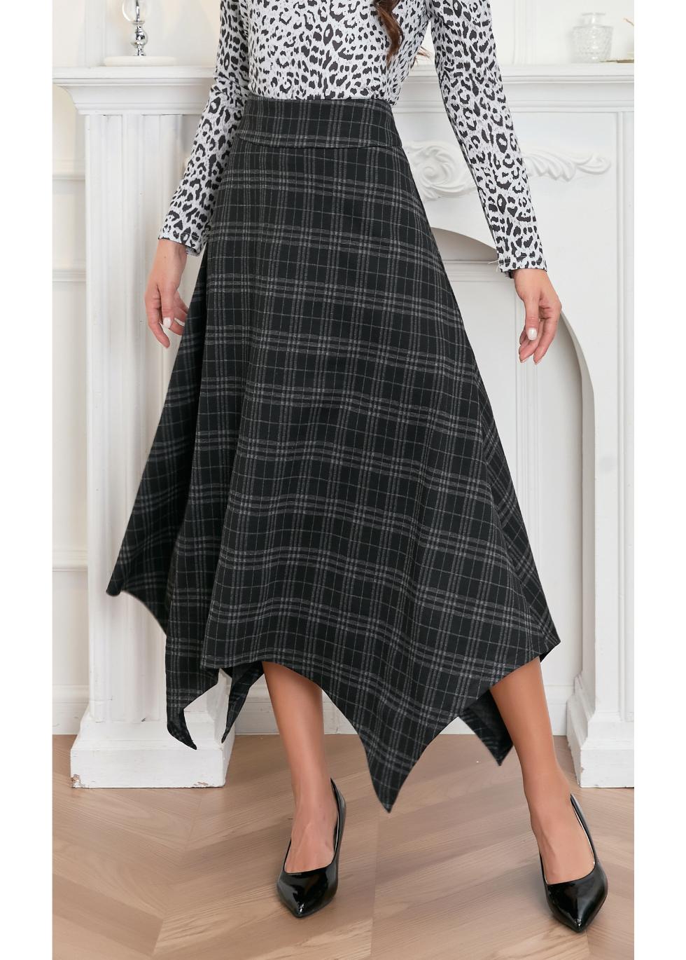 Midnight Checkered Flare Skirt | MissFinchNYC