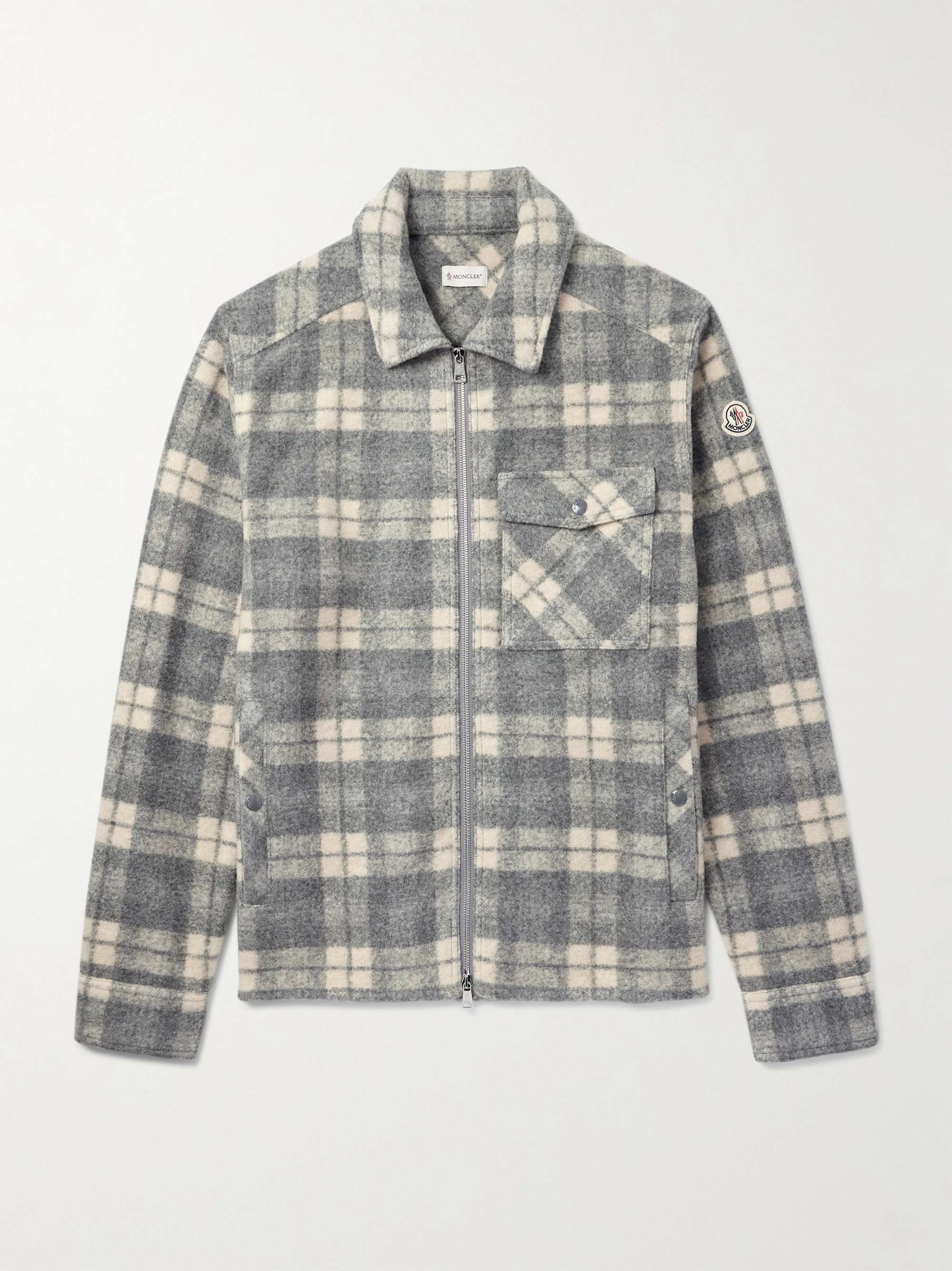 MONCLER Logo-Appliquéd Checked Flannel Overshirt for Men | MR PORTER