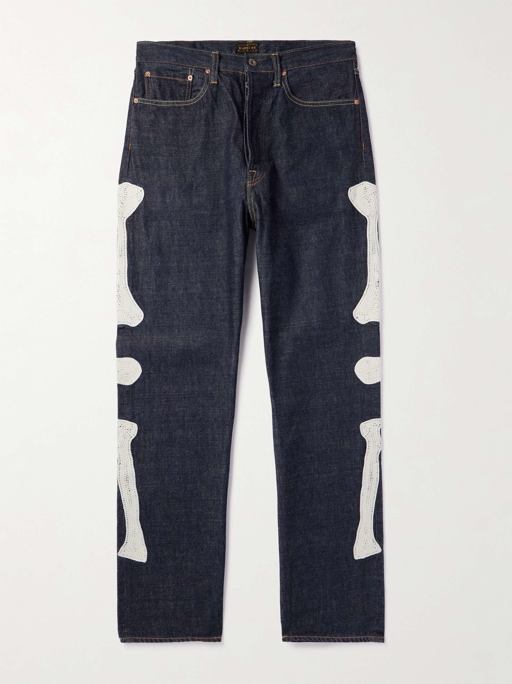 KAPITAL Okagilly Slim-Fit Crochet-Trimmed Jeans for Men | MR PORTER