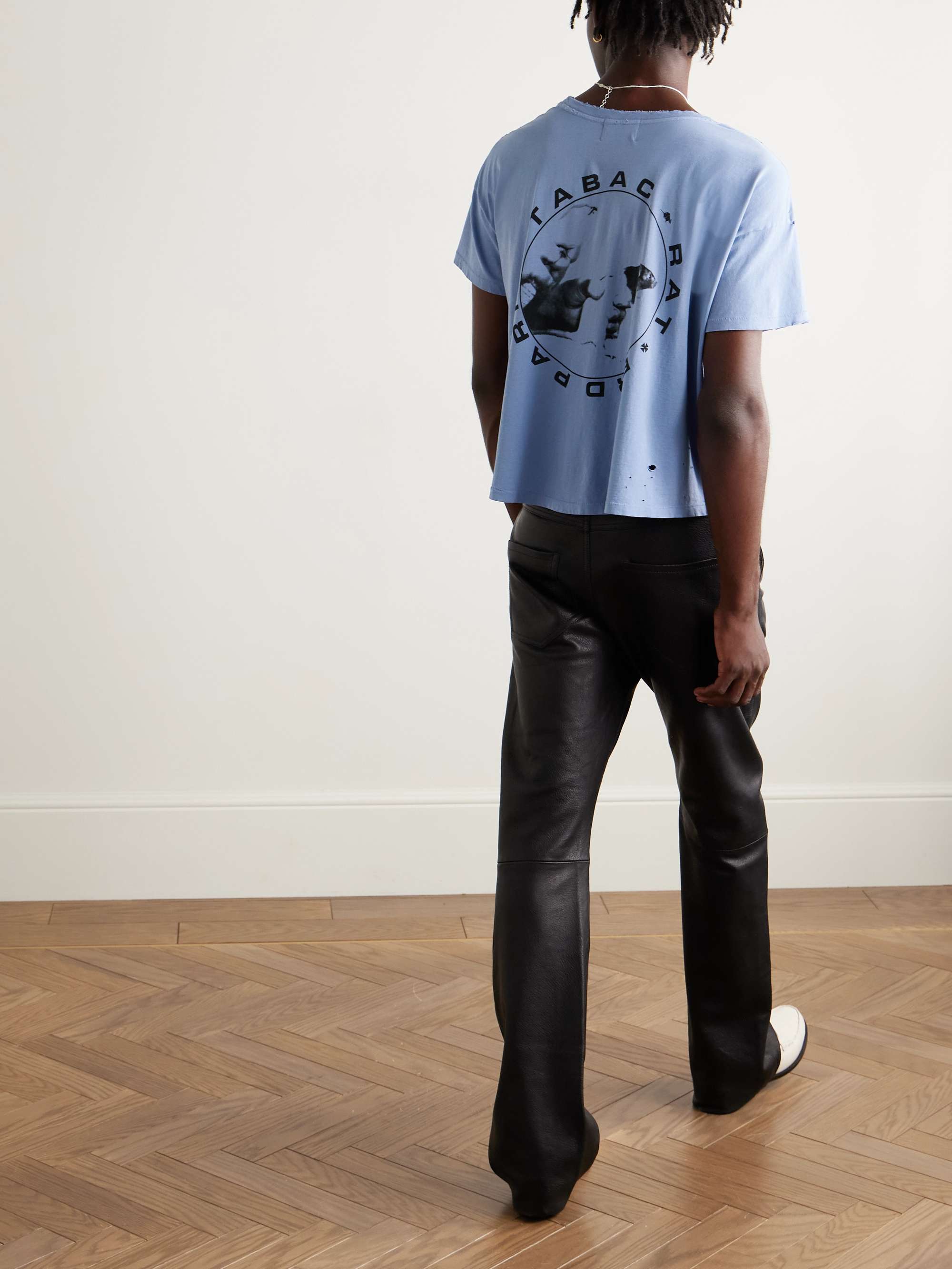 ENFANTS RICHES DÉPRIMÉS Cropped Distressed Logo-Print Garment-Dyed