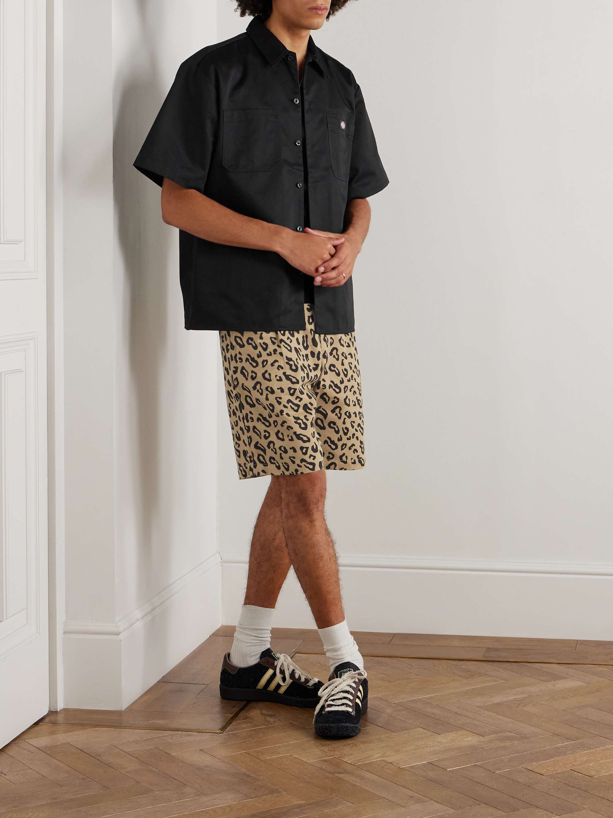 WACKO MARIA + Dickies® Straight-Leg Pleated Leopard-Print Cotton